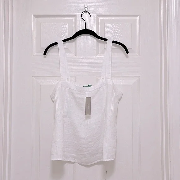 NWT J.Crew Bow-Back Linen Top in White - Picture 4 of 9